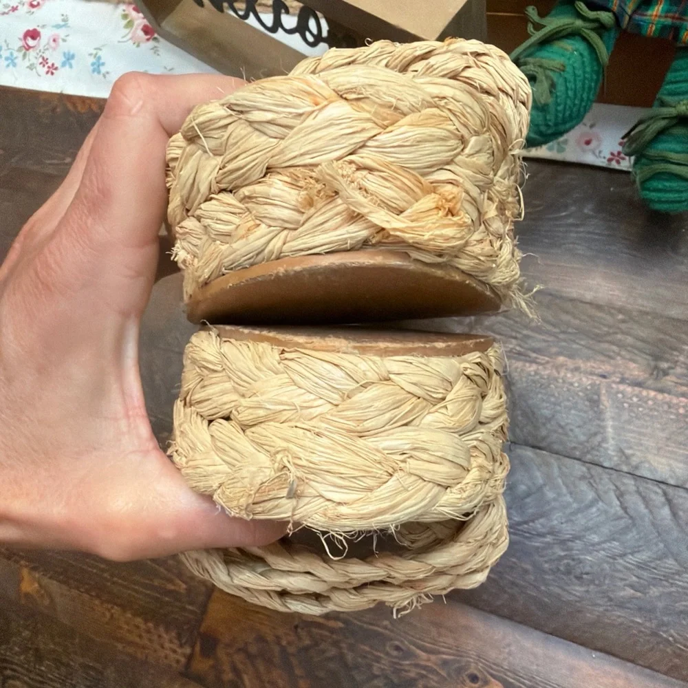 Zara Natural Raffia Platform Wedge Sandals Women's 39 Or US 8.5 GUC ZARA summer - Picture 8 of 11